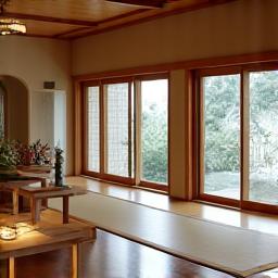注文製作された茶室の内装