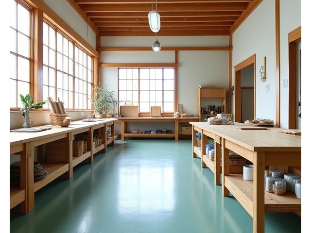 整理整頓された広々とした工房全体の風景
